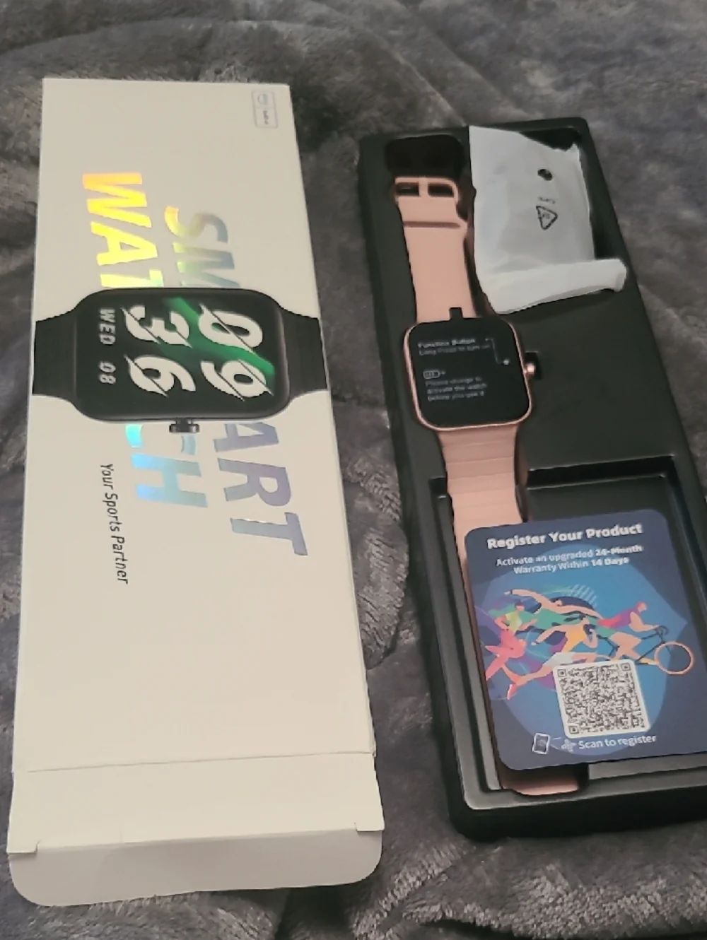 Rose Pink Smartwatch with Silicone Strap - Unbranded